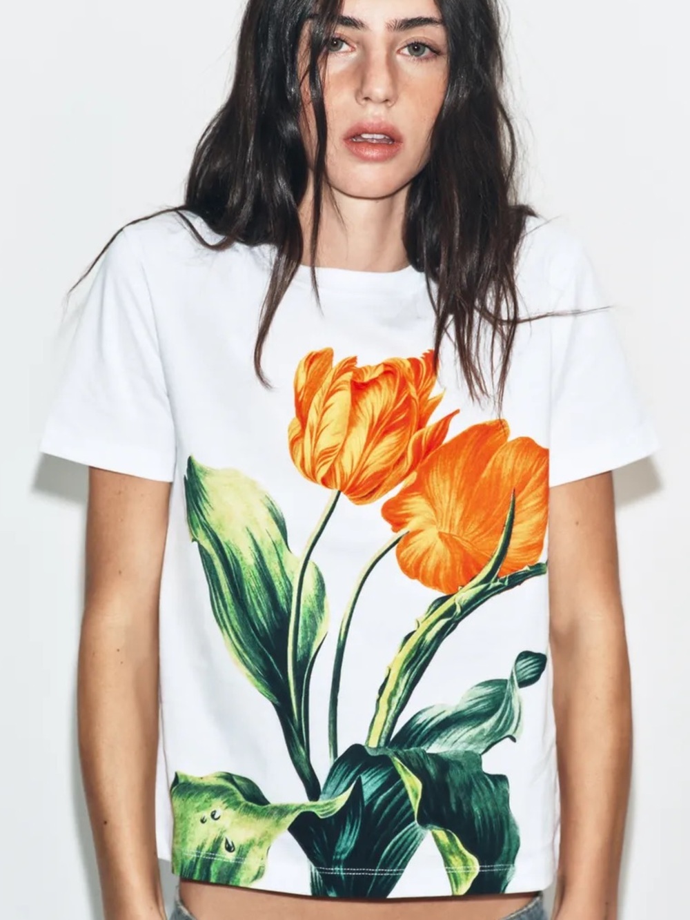 zara flower tshirt size large